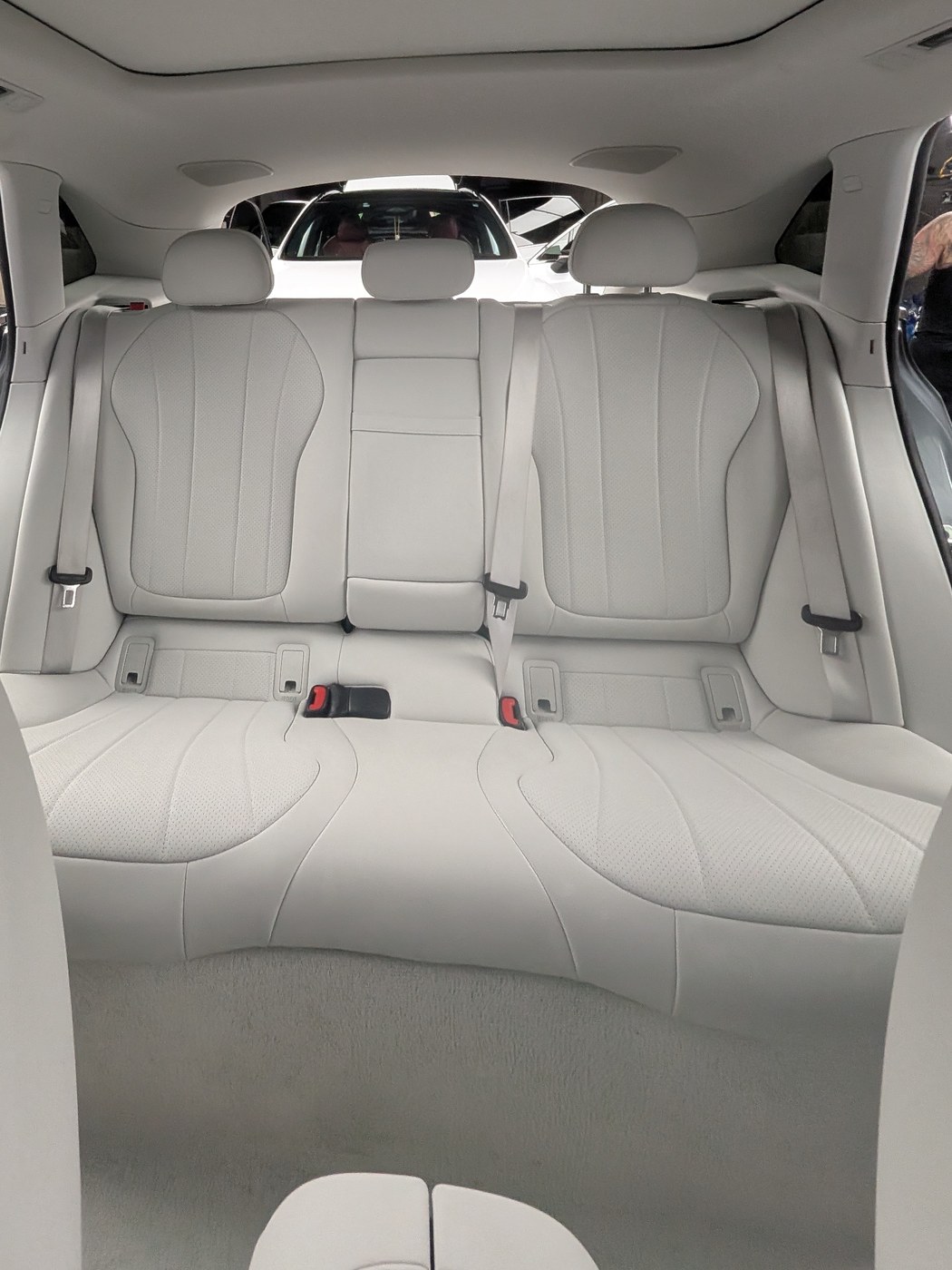 Mercedes EQE rear seat, interior detail
